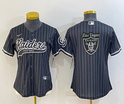 Women's Nike Las Vegas Raiders Black Joint Stripe Big Logo Authentic Stitched baseball jersey