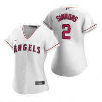 Women's Nike Los Angeles Angels of Anaheim #2 Andrelton Simmons White Game Authentic stitched MLB jersey