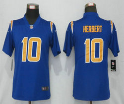 Women's Nike Los Angeles Chargers #10 Justin Herbert Royal 2nd Rush Authentic Stitched NFL Jersey