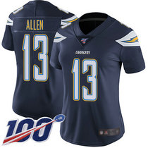 Women's Nike Los Angeles Chargers #13 Keenan Allen With NFL 100th Season Patch Navy blue Vapor Untouchable Authentic stitched NFL jersey