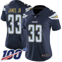 Women's Nike Los Angeles Chargers #33 Derwin James With NFL 100th Season Patch Navy Blue Vapor Untouchable Authentic Stitched NFL Jersey
