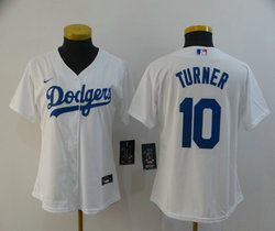 Women's Nike Los Angeles Dodgers #10 Justin Turner White Authentic Stitched MLB Jersey