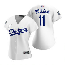 Women's Nike Los Angeles Dodgers #11 A.J. Pollock White 2020 World Series Game Authentic Stitched MLB Jersey