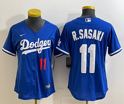 Women's Nike Los Angeles Dodgers #11 Roki Sasaki Blue Baseball Jersey