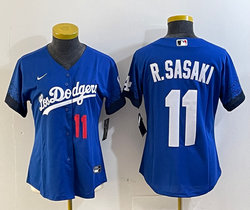 Women's Nike Los Angeles Dodgers #11 Roki Sasaki Blue City Baseball Jersey