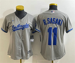 Women's Nike Los Angeles Dodgers #11 Roki Sasaki Grey Los Angeles Jersey