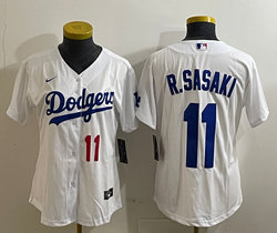 Women's Nike Los Angeles Dodgers #11 Roki Sasaki White Baseball Jersey