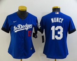 Women's Nike Los Angeles Dodgers #13 Max Muncy Blue 2021 City Game Authentic Stitched MLB Jersey