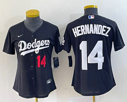 Women's Nike Los Angeles Dodgers #14 Enrique Hernandez Black Authentic Stitched MLB Jersey