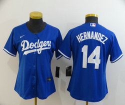 Women's Nike Los Angeles Dodgers #14 Enrique Hernandez Blue Authentic Stitched MLB Jersey
