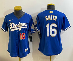 Women's Nike Los Angeles Dodgers #16 Will Smith Blue 2026 Gold Stadium Jersey