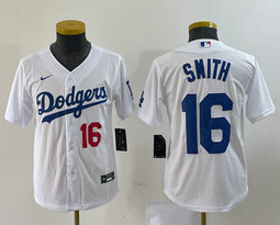 Women's Nike Los Angeles Dodgers #16 Will Smith White red 16 in front Authentic Stitched MLB Jersey