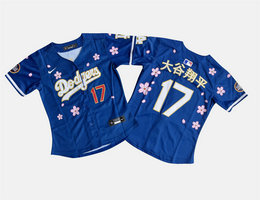 Women's Nike Los Angeles Dodgers #17 大谷翔平 Blue Tokyo Series Gold Name Limited MLB Jersey
