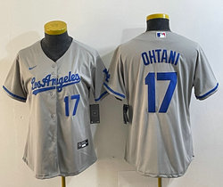 Women's Nike Los Angeles Dodgers #17 Shohei Ohtani Blue 18 on front Stitched Baseball Jersey
