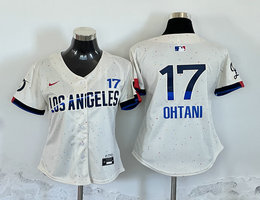 Women's Nike Los Angeles Dodgers #17 Shohei Ohtani Cream City 17 Front the number is above the name Jersey