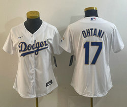 Women's Nike Los Angeles Dodgers #17 Shohei Ohtani White Gold Blue Authentic Stitched MLB Jersey