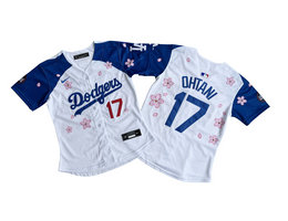Women's Nike Los Angeles Dodgers #17 Shohei Ohtani White Tokyo Series Blue sleeves Limited MLB Jersey