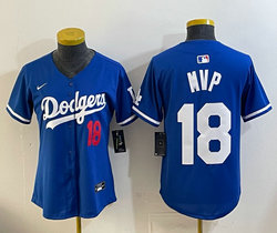 Women's Nike Los Angeles Dodgers #18 MVP Blue Baseball Jersey