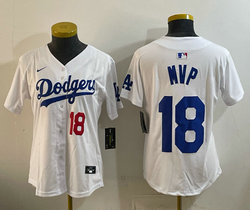 Women's Nike Los Angeles Dodgers #18 MVP White Stitched Baseball Jersey