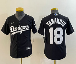 Women's Nike Los Angeles Dodgers #18 Yoshinobu Yamamoto Black Stitched Baseball Jersey