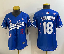 Women's Nike Los Angeles Dodgers #18 Yoshinobu Yamamoto Blue 2025 Tokyo Series Jersey