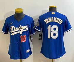 Women's Nike Los Angeles Dodgers #18 Yoshinobu Yamamoto Blue 2026 Gold Stadium Baseball Jersey