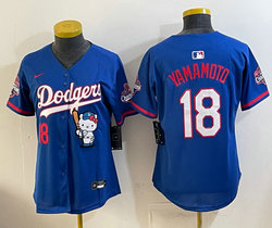 Women's Nike Los Angeles Dodgers #18 Yoshinobu Yamamoto Blue HK Jersey