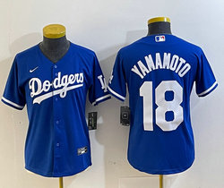 Women's Nike Los Angeles Dodgers #18 Yoshinobu Yamamoto Blue Stitched Baseball Jersey