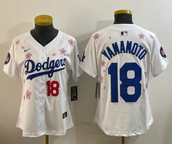 Women's Nike Los Angeles Dodgers #18 Yoshinobu Yamamoto White 2025 Tokyo Series Jersey