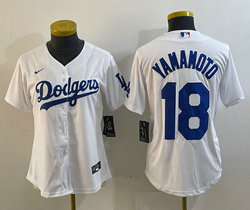 Women's Nike Los Angeles Dodgers #18 Yoshinobu Yamamoto White Stitched Baseball Jersey