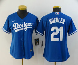 Women's Nike Los Angeles Dodgers #21 Walker Buehler Blue Game Authentic Stitched MLB Jersey