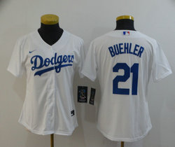Women's Nike Los Angeles Dodgers #21 Walker Buehler White Game Authentic Stitched MLB Jersey