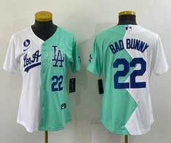 Women's Nike Los Angeles Dodgers #22 Bad Bunny 2022 Celebrity Blue #22 number in front Game MLB Jersey