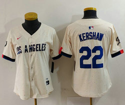 Women's Nike Los Angeles Dodgers #22 Clayton Kershaw Cream 2024 City MLB Jersey