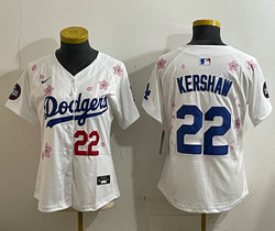 Women's Nike Los Angeles Dodgers #22 Clayton Kershaw White 2025 Tokyo Series Jersey