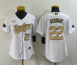 Women's Nike Los Angeles Dodgers #22 Clayton Kershaw White #22 in front 2022 All Star Authentic Stitched MLB jersey