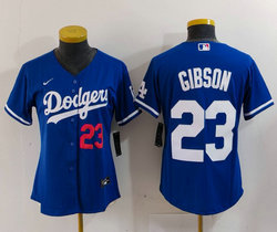 Women's Nike Los Angeles Dodgers #23 Kirk Gibson Blue Game 23 front Authentic Stitched MLB Jersey