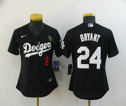 Women's Nike Los Angeles Dodgers #24 Kobe bryant #8 Black game Authentic Stitched MLB jersey