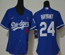 Women's Nike Los Angeles Dodgers #24 Kobe bryant #8 Blue Game Authentic Stitched MLB Jersey