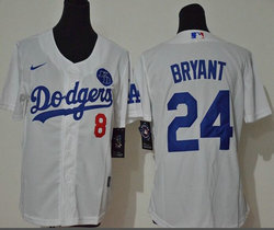 Women's Nike Los Angeles Dodgers #24 Kobe bryant #8 White Game Authentic Stitched MLB Jersey