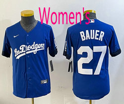 Women's Nike Los Angeles Dodgers #27 Trevor Bauer Blue City Authentic Stitched MLB Jersey
