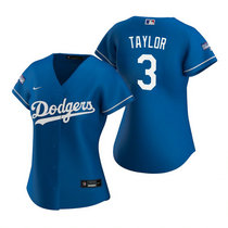 Women's Nike Los Angeles Dodgers #3 Chris Taylor Blue 2020 World Series Champions Jersey