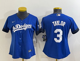 Women's Nike Los Angeles Dodgers #3 Chris Taylor Blue 2021 City Authentic Stitched MLB Jersey