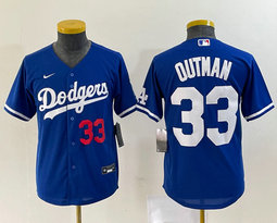 Women's Nike Los Angeles Dodgers #33 James Outman Blue red 33 in front Authentic Stitched MLB Jersey