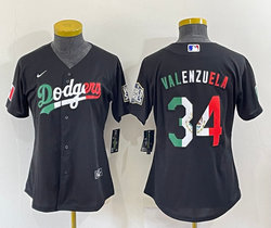 Women's Nike Los Angeles Dodgers #34 Fernando Valenzuela Black Mexico Authentic Stitched MLB jersey