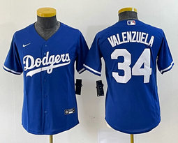 Women's Nike Los Angeles Dodgers #34 Fernando Valenzuela Blue Authentic Stitched MLB Jersey