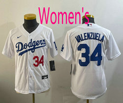 Women's Nike Los Angeles Dodgers #34 Fernando Valenzuela White Baseball Jersey