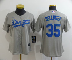 Women's Nike Los Angeles Dodgers #35 Cody Bellinger Grey Game Authentic Stitched MLB Jersey