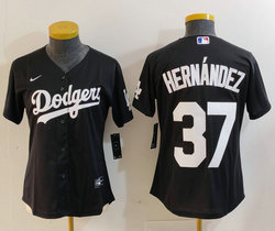 Women's Nike Los Angeles Dodgers #37 Enrique Hernandez Black MLB Jersey