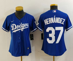 Women's Nike Los Angeles Dodgers #37 Enrique Hernandez Blue MLB Jersey